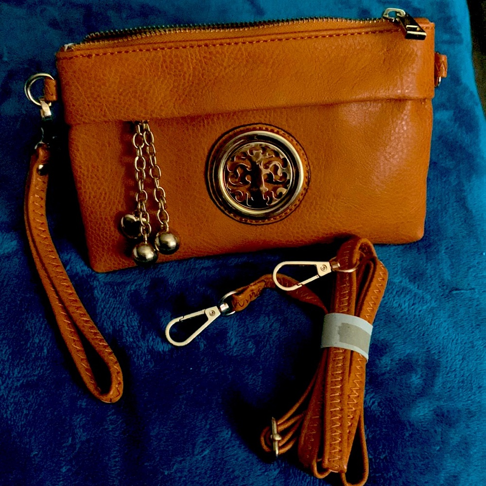 Mia K Collection wristlet and crossbody strap vegan leather tree of life bag